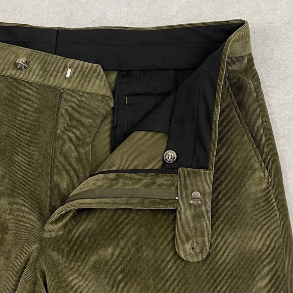 Alan Flusser Corduroy Pants Mens 38X32 Green Straight Leg Flat Front Trousers - Picture 11 of 12